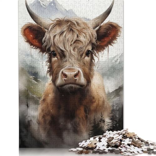 Highland Calf Puzzles 1000-teilige Schwer Puzzle Spielzeug Lernspiel Impossible Herausforderungsspielzeug Für Erwachsene Kinder 1000pcs (75x50cm) von QBIREX