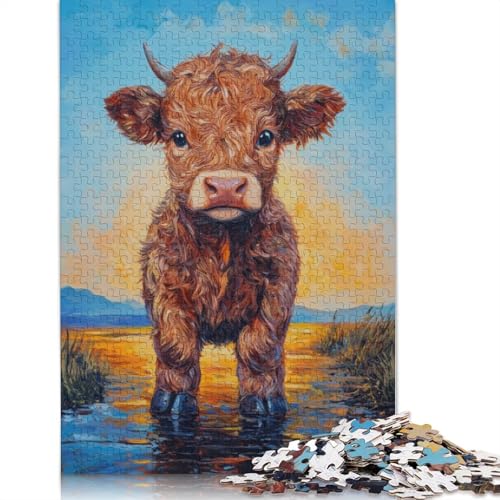 Highland-Kalb-Malpuzzle, Spielzeug, Lernspiel, Premium-Karton-Puzzle für Erwachsene und Kinder, Geschenk, 1000 Teile (75 x 50 cm) von QBIREX