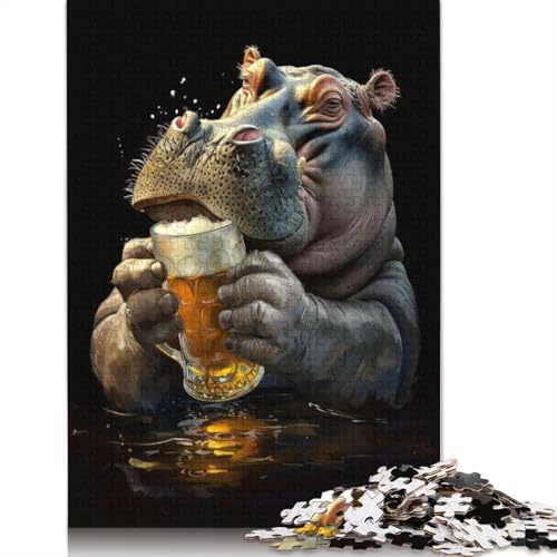 Hippopotamus Beer Puzzles 520 Teile Schwer Puzzle Spielzeug Lernspiel Impossible Herausforderung Spielzeug Für Erwachsene Kinder 520pcs (52x38cm) von QBIREX