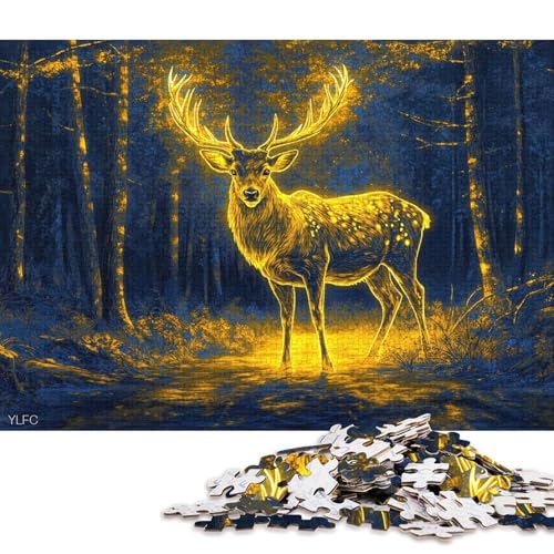 Hirsch-Puzzle, kreative Spiele, 100 Prozent recycelter Karton, Puzzle für Erwachsene, 38 x 26 cm, 1000 Teile von QBIREX