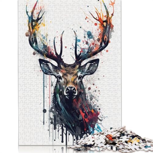 Hirsch-Puzzle, kreative Spiele, Premium-Puzzle aus Karton, für Frauen und Männer, Geburtstagsgeschenk, 1000 Teile (26 x 38 cm) von QBIREX