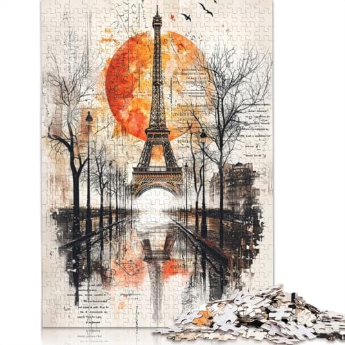 Historic Echoes Pariser Sonnenuntergang-Collage-Puzzles für Erwachsene, 1000-teiliges Puzzle für Teenager, Lernspiel, Herausforderung, Spielzeug, 1000 Stück (38 x 26 cm) von QBIREX