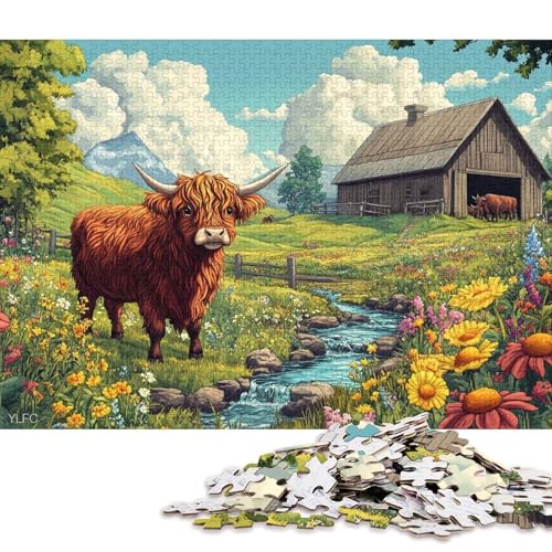 Hochlandrinder-Puzzle, einzigartige Heimdekoration, Premium-Karton-Puzzle für Erwachsene und Teenager, einzigartiges Geschenk, 70 x 50 cm, 1000 Teile Hochlandrinder-Puzzle, einzigartige Heimdekoration, Premium-Karton-Puzzle für Erwachsene und Teenager, einzigartiges Geschenk, 70 x 50 cm, 1000 Teile von QBIREX