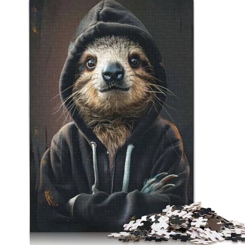 Hoodie Faultier 1000 Puzzles für Erwachsene Lernspiel Puzzles Spiele für Erwachsene für Jungen oder Mädchen 1000 Teile (75x50cm) von QBIREX