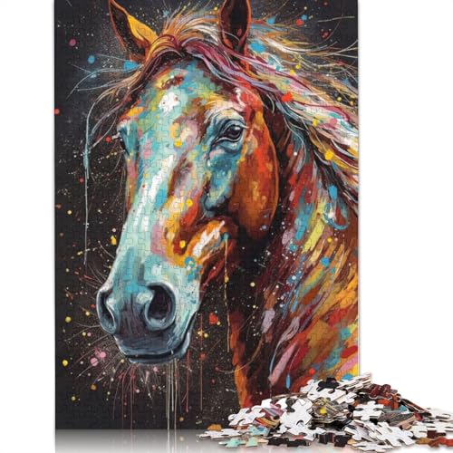Horse Painting Puzzles 1000-teilige Schwer Puzzle Spielzeug Lernspiel Impossible Herausforderungsspielzeug Für Erwachsene Kinder 520pcs (52x38cm) von QBIREX