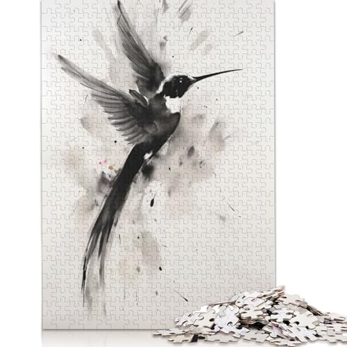 Hummingbird Illustration Puzzle 1000-teilige Schwer Puzzle Spielzeug Lernspiel Impossible Herausforderung Spielzeug Für Erwachsene Kinder 300pcs (40x28cm) von QBIREX