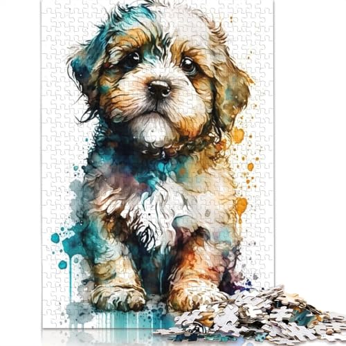 Hunde-Aquarell-Puzzle für Erwachsene, Spielzeug, Lernspiel, schwierige Puzzles für Kinder ab 12 Jahren, 1500 Teile (85 x 57 cm) von QBIREX