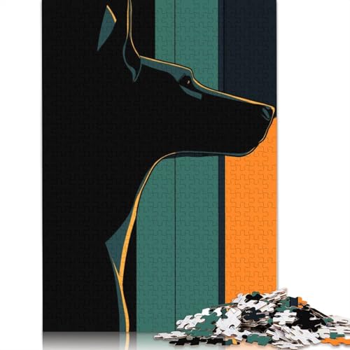 Hundesilhouette-Kunstpuzzle, DIY-Spiel, rechteckiges Papierpuzzle für Jungen oder Mädchen, Geburtstagsgeschenk, 1000 Teile (26 x 38 cm) von QBIREX