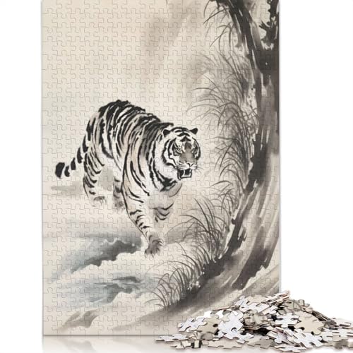 Hunting Tiger Puzzle 1000-teilige Schwer Puzzle Spielzeug Lernspiel Impossible Herausforderung Spielzeug Für Erwachsene Und Kinder Ab 14 Jahren 300pcs (40x28cm) von QBIREX
