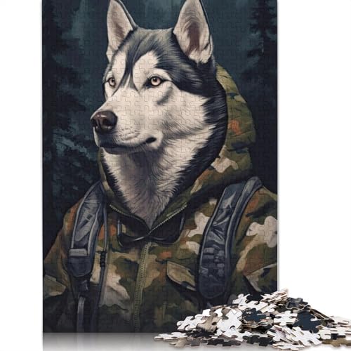 Husky Camo Jacket Puzzles 1000 Teile Schwer Puzzle Spielzeug Lernspiel Impossible Herausforderungsspielzeug Für Erwachsene Und Kinder Ab 14 Jahren 1000pcs (75x50cm) von QBIREX