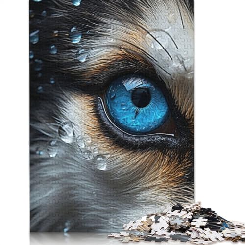 Husky Eye Nahaufnahme-Puzzles für Erwachsene ab 18 Jahren. Upe Lernspiele, Puzzle für Erwachsene und Kinder, 1000 Teile (75 x 50 cm) von QBIREX