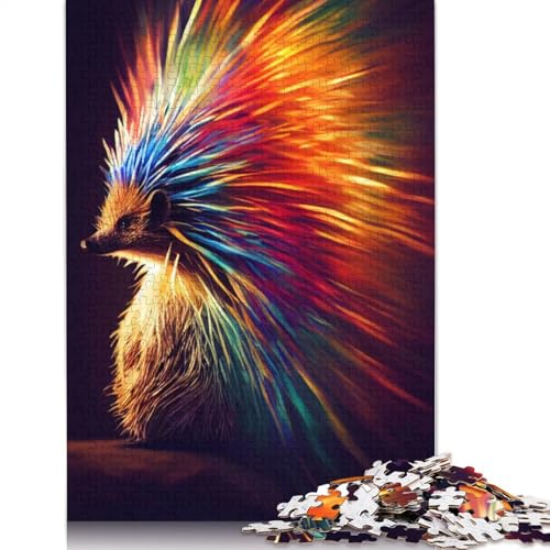 Igel-Mehrfarben-Puzzle, Dekompressionsspielzeug, rechteckiges Papierpuzzle für Kinder und Erwachsene ab 12 Jahren, 1000 Teile (75 x 50 cm) von QBIREX
