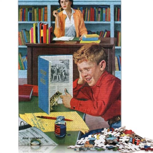 In der Bibliothek Puzzle-Spielzeug, Lernspiel, Premium-Puzzle aus Karton für Erwachsene und Kinder, 1000 Teile (75 x 50 cm) von QBIREX