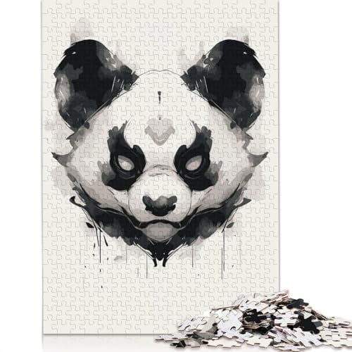 Ink Wash Panda Mask Art Puzzle 1000 Teile Schwer Puzzle Spielzeug Pädagogisches Spiel Impossible Herausforderung Spielzeug Für Erwachsene Und Kinder in Bewährter 1000pcs (38x26cm) von QBIREX