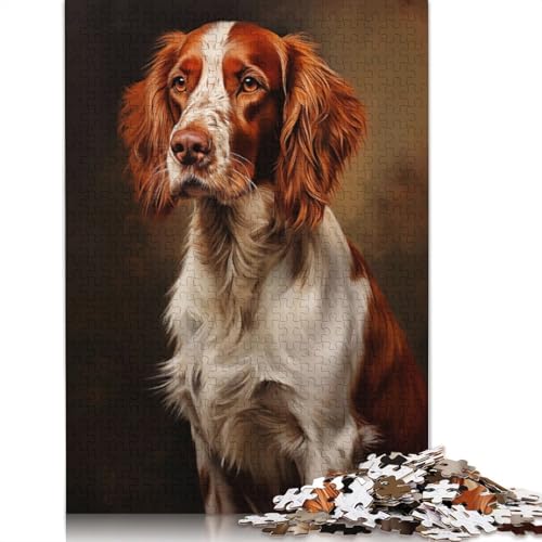 Irish Red and White Setter Puzzle, Lernspiele, Familienaktivitäten, Premium-Karton-Puzzle für Frauen und Männer, 1000 Teile (26 x 38 cm) von QBIREX