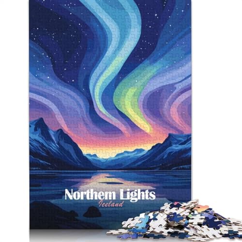 Island-Nordlichter-Puzzle, Lernspiele, Familienaktivitäten, Premium-Karton-Puzzle für Frauen und Männer, 1000 Teile (75 x 50 cm) von QBIREX