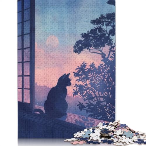 Japan Cat Painting Puzzle, Dekompressionsspielzeug, 100 Prozent recycelter Karton, Puzzle für Erwachsene, Teenager, Vatertagsgeschenke, 1000 Teile (75 x 50 cm) von QBIREX