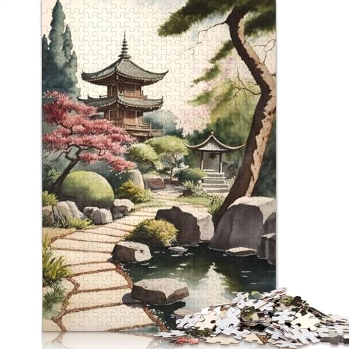Japanischer Garten, Aquarell-Puzzle für Erwachsene ab 18 Jahren, Upe-Lernspiele, Puzzle für Erwachsene und Kinder, 520 Teile (52 x 38 cm) von QBIREX