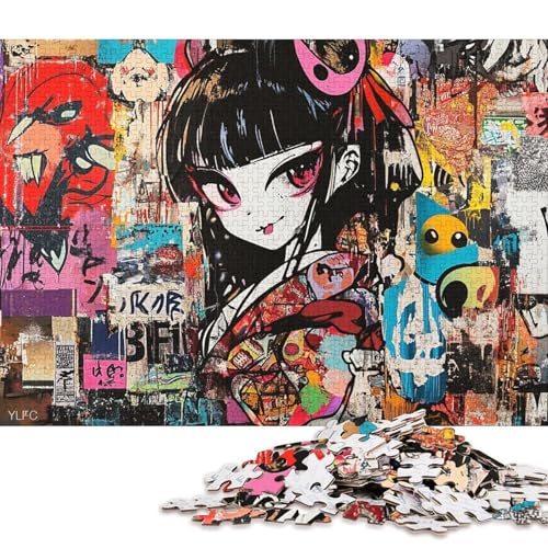 Japanisches Graffiti-Puzzle, anspruchsvolle Familienspiele, 100% recycelter Karton, Puzzle für Erwachsene und Kinder, Geburtstagsgeschenk, 38 x 26 cm, 1000 Teile Japanisches Graffiti-Puzzle, anspruchsvolle Familienspiele, 100% recycelter Karton, Puzzle für Erwachsene und Kinder, Geburtstagsgeschenk, 38 x 26 cm, 1000 Teile von QBIREX