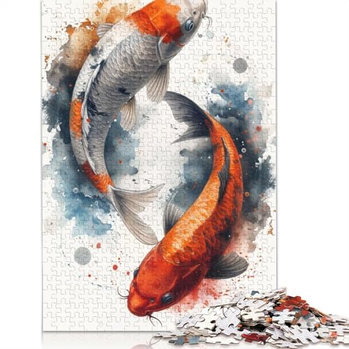 Japanisches Puzzle Koi Fish Premium 100% recycelter 100% recycelter Karton Puzzle für Kinder und Erwachsene Weihnachtsgeschenk 1000 Teile (38x26cm) von QBIREX