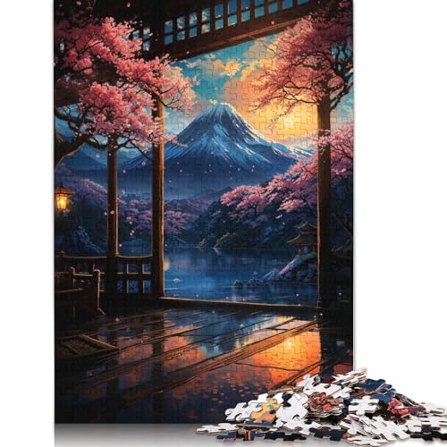 Japanisches Sakura-Sonnenuntergangs-Kunst-Puzzle, 520 Teile, für Erwachsene, kreative Spiele, Puzzlespiele für Erwachsene, für Jungen oder Mädchen, 520 Teile (52 x 38 cm) von QBIREX