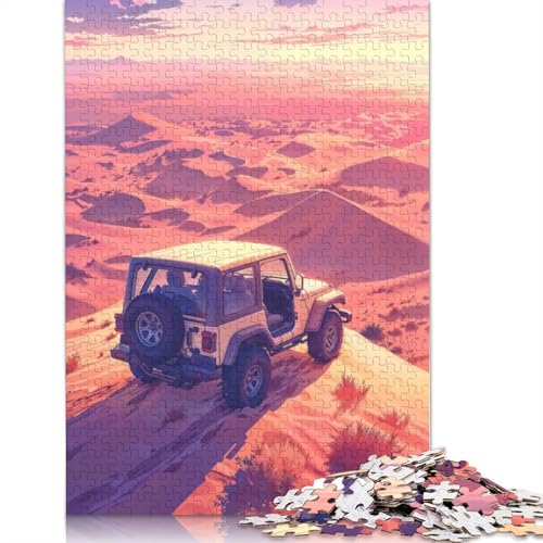 Jeep in der Wüstenreise, Puzzlespaß, Premium-Karton-Puzzle für Jungen oder Mädchen, 1000 Teile (75 x 50 cm) von QBIREX