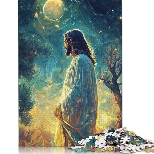 Jesus Christus Sternennacht 1000-teiliges Puzzle für Teenager, Geschenke, Papierpuzzle, Puzzle für Erwachsene, Lernspiele für Zuhause, DIY-Spielzeug, 1000 Teile (75 x 50 cm) von QBIREX