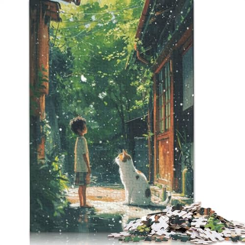 Junge, große Katze, 520-teiliges Puzzle, Lernspiele, Puzzles für Erwachsene für Frauen, für Kinder ab 12 Jahren, 520 Teile (52 x 38 cm) von QBIREX