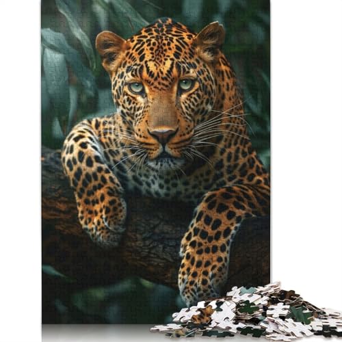 Jungle Leopard Puzzle 1000-teilige Schwer Puzzle Spielzeug Lernspiel Impossible Herausforderung Spielzeug Für Erwachsene Und Kinder in Bewährter 1000pcs (75x50cm) von QBIREX