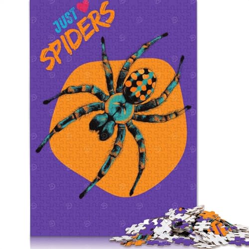 Just Love Spiders Graphic Art Arachnid Art Puzzle Kreative Spiele Premium-Karton-Puzzle für Frauen und Männer, Geburtstagsgeschenk, 1000 Teile (38 x 26 cm) von QBIREX