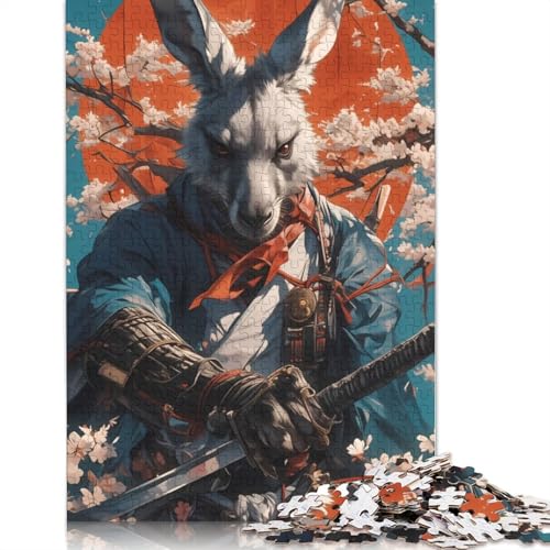 Känguru-Samurai in Kirsche, Puzzle-Spielzeug, Lernspiel, Premium-Karton-Puzzle für Erwachsene und Kinder, 1000 Teile (75 x 50 cm) von QBIREX