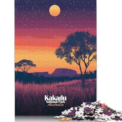 Kakadu-Nationalpark-Sonnenuntergang-Puzzle-Spielzeug, Lernspiel, Premium-Karton-Puzzle für Erwachsene und Kinder, 1000 Teile (75 x 50 cm) von QBIREX