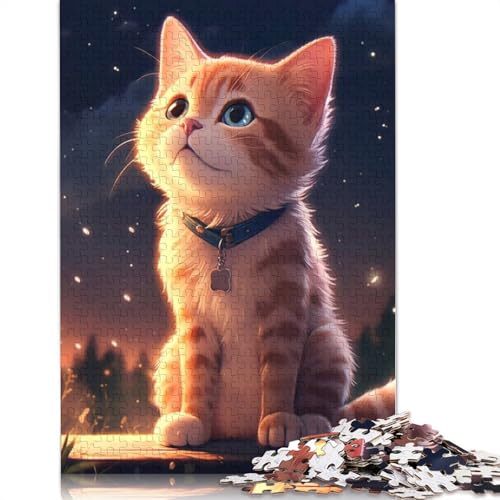 Katzen-Nachthimmel-Sterne-Puzzle für Erwachsene, Lernspiel, Puzzle, Geschenke für Kinder ab 12 Jahren, 520 Teile (52 x 38 cm) von QBIREX
