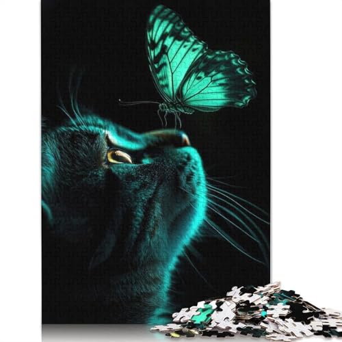 Katzen- und Schmetterlings-Puzzles, farbenfrohe, Coole Puzzles für Kinder ab 12 Jahren, 1000 Teile (75 x 50 cm) von QBIREX