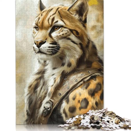 Katzenartiges Kriegerporträt-Puzzle, Denksportaufgabe, 100% recycelter Karton, Puzzle für Frauen und Männer, Muttertagsgeschenke, 1000 Teile (75 x 50 cm) von QBIREX