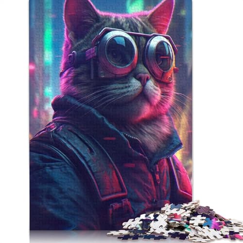 Katzenbrillenjacke Stadtpuzzles für Erwachsene Lernspiele Puzzle für Erwachsene und Kinder 1500 Teile (85 x 57 cm) von QBIREX