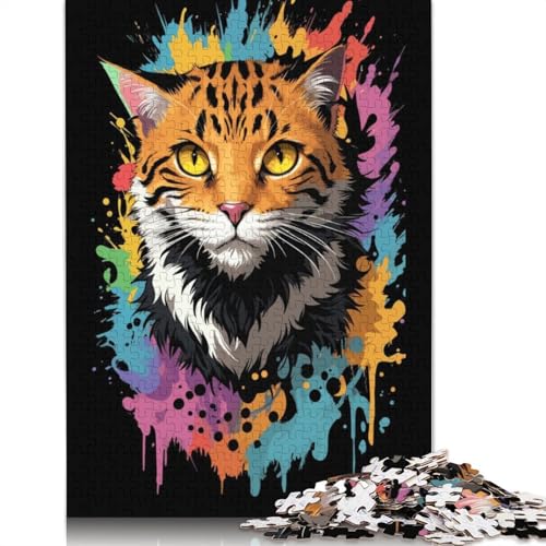 Katzenkopf-Graffiti-Puzzle, Spielzeug, Lernspiel, Premium-Karton-Puzzle für Erwachsene und Kinder, 1000 Teile (75 x 50 cm) von QBIREX