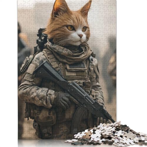Katzensoldat-Puzzle, Spielzeug, Lernspiel, Premium-Karton-Puzzle für Erwachsene und Kinder, Geschenk, 1000 Teile (75 x 50 cm) von QBIREX