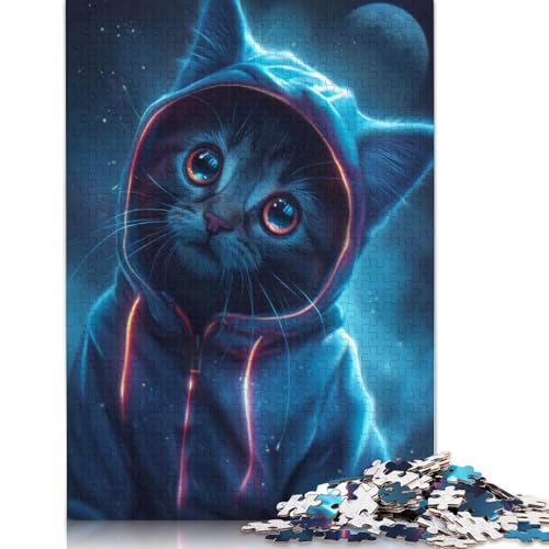 Kawaii-Katze im Onesie-Puzzle, lustiges Premium-Puzzle aus Karton für Jungen oder Mädchen, 1000 Teile (38 x 26 cm) von QBIREX
