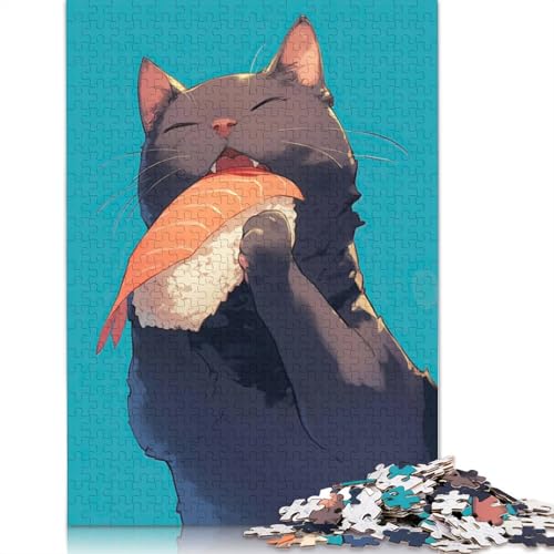 Kawaii-Katze isst Sashimi, Puzzle für Erwachsene, entspannendes Herausforderungsspielzeug, Puzzles für Erwachsene für Frauen, für Kinder ab 12 Jahren, 520 Teile (52 x 38 cm) von QBIREX