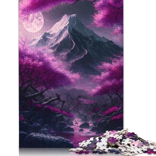 Kirschblüten-Mondaufgang, 1000-teiliges Puzzle, Familienspaß für Erwachsene und anspruchsvolles Spiel, Spiele zum Stressabbau und einzigartige Geschenke (75 x 50 cm) von QBIREX