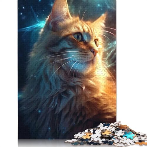 Kitty Cat im Weltraum, Galaxie-Puzzle, Lernspiele, Familienaktivitäten, Premium-Karton-Puzzle für Frauen und Männer, 1000 Teile (38 x 26 cm) von QBIREX