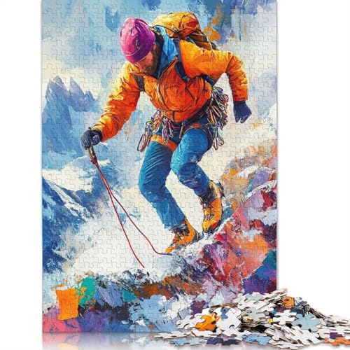 Kletterer auf dem Berggipfel, schwierige Herausforderung, Puzzle aus 100% recyceltem Karton, für Kinder ab 12 Jahren, 1000 Teile (75 x 50 cm) von QBIREX