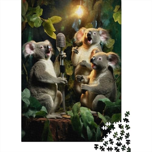 Koala Karaoke Puzzles 1000 Teile Schwer Puzzle Spielzeug Lernspiel Impossible Herausforderung Spielzeug Für Erwachsene Kinder 1000pcs (40x28cm) von QBIREX