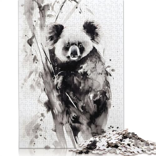 Koala-Tintenkunst-Puzzle, Lernspiele, Familienaktivitäten, Premium-Karton-Puzzle für Frauen und Männer, 1000 Teile (26 x 38 cm) von QBIREX