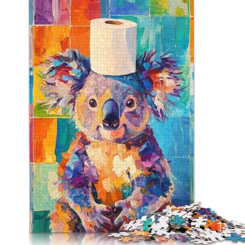 Koala mit Toilettenpapierhut, herausforderndes und kniffliges Puzzle aus 100% recyceltem Karton, Geburtstagsgeschenk für Erwachsene, 1000 Teile (75 x 50 cm) von QBIREX