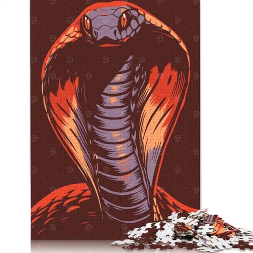 Kobra-Schlangen-Illustration, 1000-teiliges Puzzle für Teenager, Geschenke, Papierpuzzle, Puzzle für Erwachsene, Lernspiele für Zuhause, DIY-Spielzeug, 1000 Teile (38 x 26 cm) von QBIREX