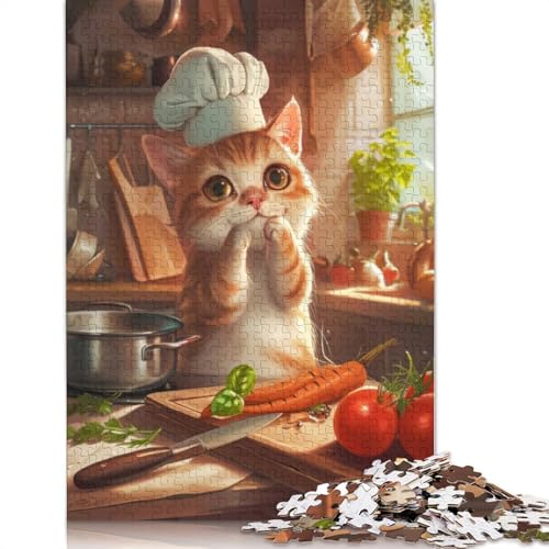Koch-Puzzle mit süßer Cartoon-Katze für Erwachsene, kreative Spiele, Puzzle, Geschenk für Jungen oder Mädchen, 520 Teile (52 x 38 cm) von QBIREX