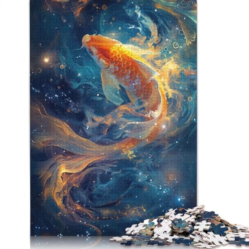 Koi-Fisch-Puzzle, Japanisches Puzzle, einzigartige Heimdekoration, rechteckiges Papierpuzzle für Erwachsene und Teenager, Muttertagsgeschenke, 1000 Teile (75 x 50 cm) von QBIREX