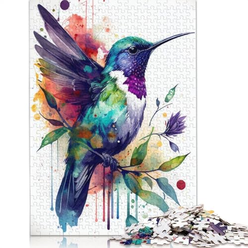 Kolibri-Aquarell-Puzzle für Erwachsene, kreative Spiele, Puzzle, Geschenk für Jungen oder Mädchen, 1500 Teile (85 x 57 cm) von QBIREX